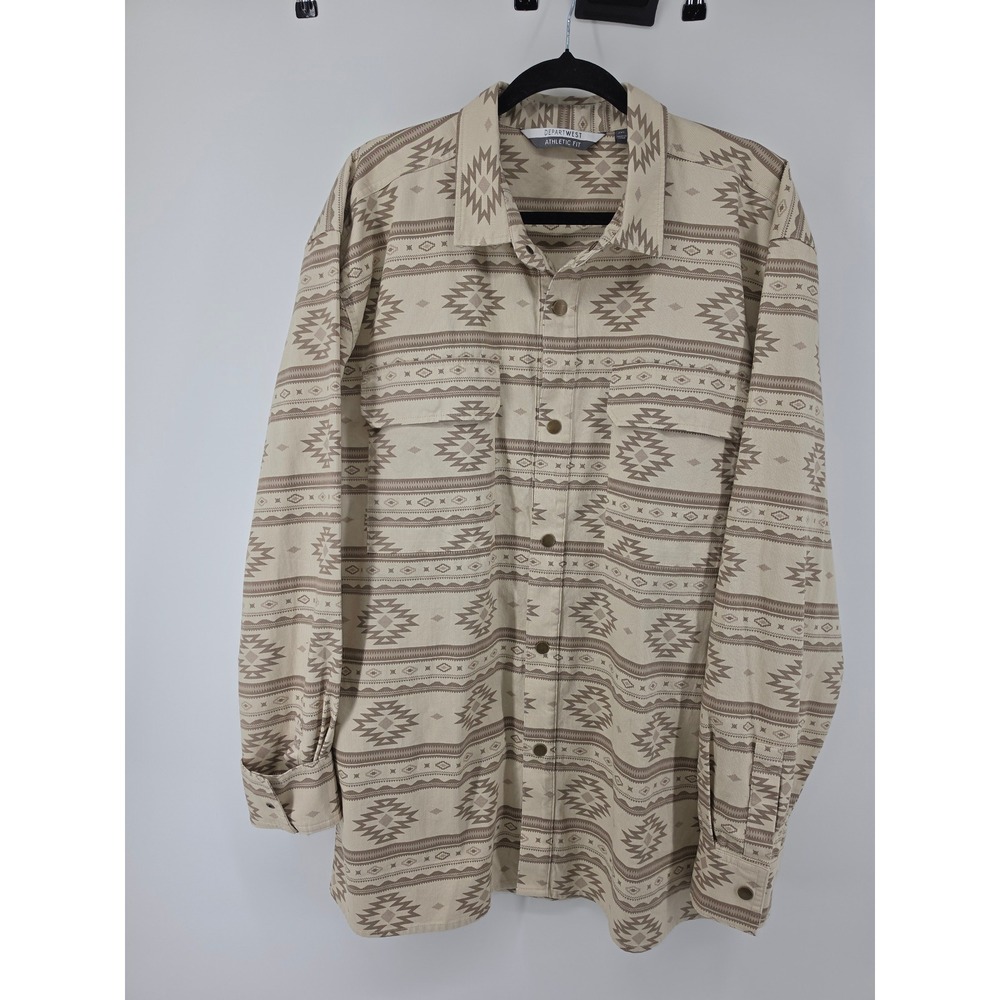 Departwest Mens 2XL Athletic Fit Corduroy Southwestern Aztec Shirt DW208CA